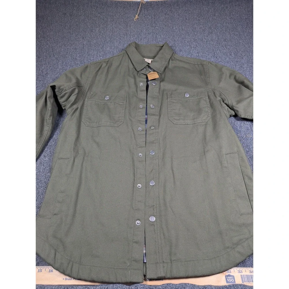 Duluth Trading Co Men Fire Hose Flannel-Lined Limber Jac Olive Green 92322 M